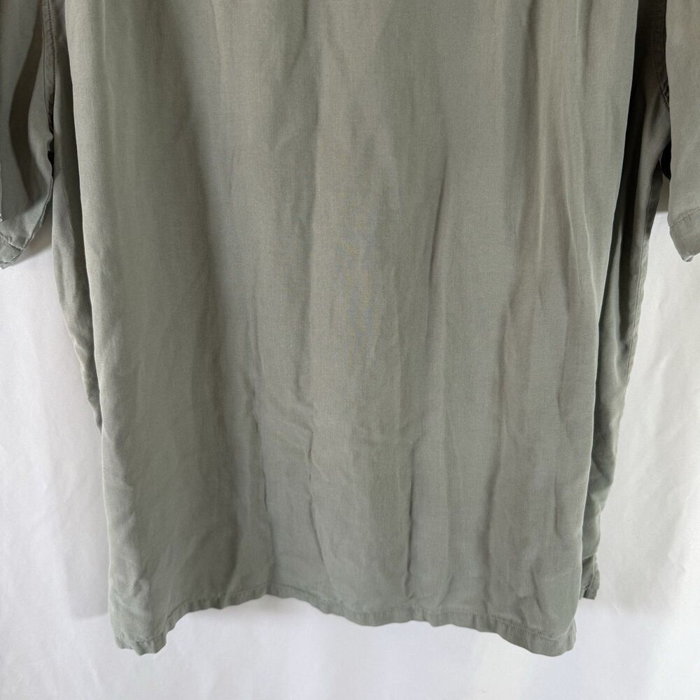 AXIST Silk Blend Shirt Men's XL Green Button Up Short Sleeve Silk Touch Collared - Picture 10 of 10